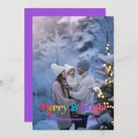 Rainbow Merry & Bright Christmas Photo Holiday Card