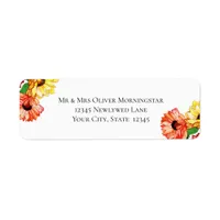 Yellow and Red Watercolor Flowers Label