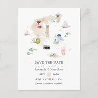 Watercolor Map of Greece Destination Wedding Announcement Postcard