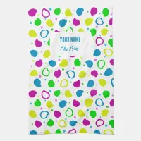 Colorful neon dots and shapes retro pattern kitchen towel