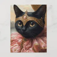 A Royal Black Cat in Pink and Gold Postcard