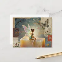 Adorable Fairy Sitting on a Bar of Soap Collage Postcard