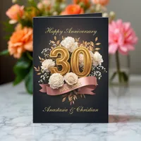 Floral Ribbon Emerald Anniversary Golden 30 Years  Card