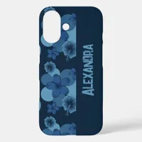 Navy Blue Tropical Vibes iPhone 16 Case