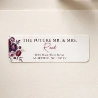 Elegant Moody Burgundy Plum Floral Wedding Address Label