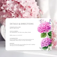 Pink Hydrangea Flowers Watercolor Elegant Wedding Enclosure Card