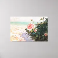 *~* Pink Beach Roses TV2 Stretched Canvas Print