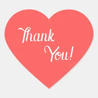 Coral Red Thank You Heartshape Sticker