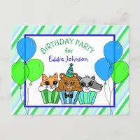 Cute Woodland Creatures Cupcake Birthday Invites