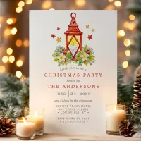 Rustic Vintage Candle Lantern Christmas Party Invitation