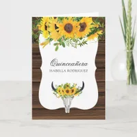 Watercolor Sunflower Rustic Western Quinceañera Invitation