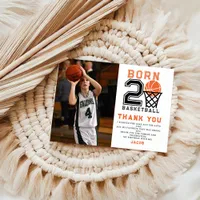 Born 2 Basketball | Sports  Boy's 2nd Birthday Thank You Card