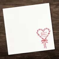 Candy Cane Heart & Bow | Custom Christmas Wedding Napkins