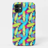 Surfer's Multi Coloured Surfboard Print iPhone 11 Case