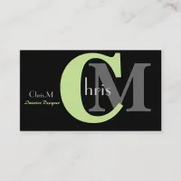 Green Monogram Business Cards