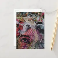 Unique and colorful abstract face mixed media postcard