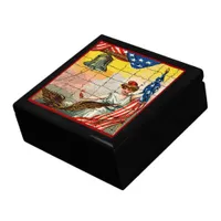 Vintage Lady, Eagle, Flag and Liberty Bell Mosiac Gift Box