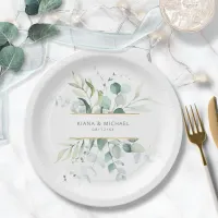 Dreamy Greenery Wedding V3 Green/Blue ID817 Paper Plates