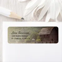Weathered Wooden Country Barn Return Address Label
