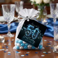 Luxury Sapphire Blue Gems 50th Birthday Favor Tags