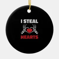 Steal Hearts Valentines Day Funny Skeleton Hand Ceramic Ornament