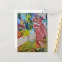 Woman in a Red Dress Collage Postcard