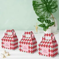 Red Pink & Mint Christmas Argyle Favor Boxes