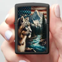 Snow Leopard Gazes at Mountain Stream Zippo Lighter