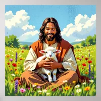 Jesus holding a Lamb | Religious Easter Poster