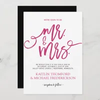 Hot Pink & Black Wedding Invitations |Brush Script