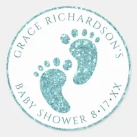 Turquoise Glitter Baby Feet Sticker | Personalized