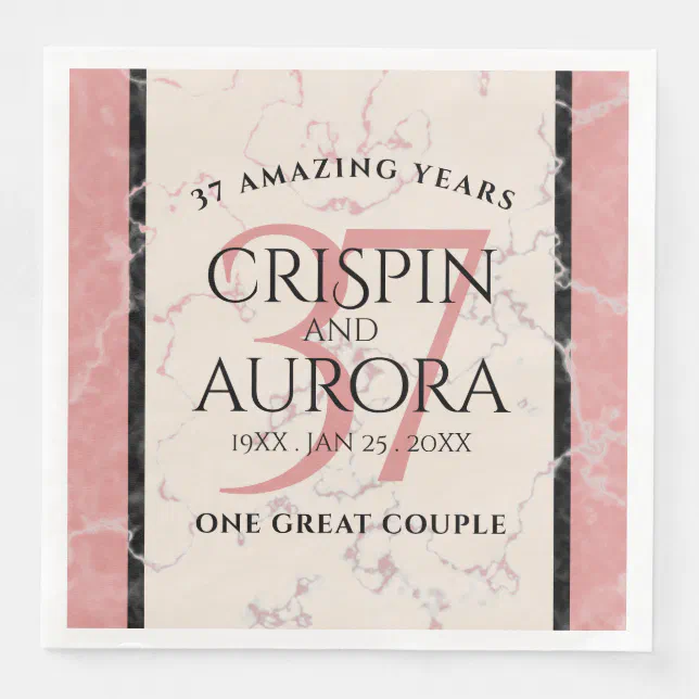 Elegant 37th Alabaster Wedding Anniversary Paper Dinner Napkins