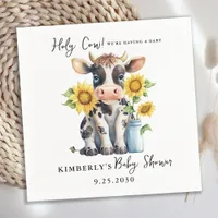 Holy Cow Sunflowers Simple Modern Farm Baby Shower Napkins