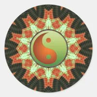 Green & Bronze Yin Yang  Mandala Sticker