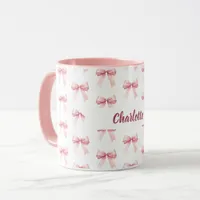 Pink bow name mug