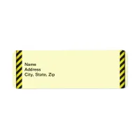 Thin Black and Yellow Diagonal Stripes Label