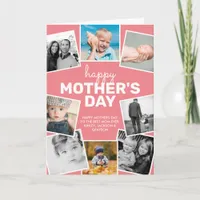 8 Photo Collage Pink Happy Mother's Day Card