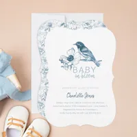Baby in Bloom Baby Shower Invitation - Dusty Blue 