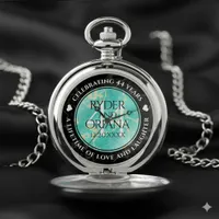 Elegant 44th Turquoise Wedding Anniversary Pocket Watch