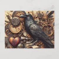 Steampunk Raven Collage Postcard