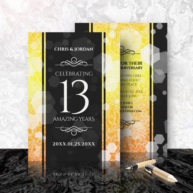 Elegant 13th Citrine Wedding Anniversary Invitation