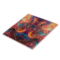 Vibrant Abstract Design Ceramic Tile