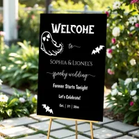 Halloween Romantic Black & White Wedding Welcome Acrylic Sign