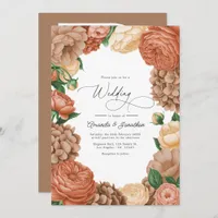 Terracotta, Mocha & Champagne Floral Wedding Invitation