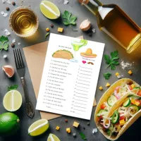 Mexican Fiesta Taco Bridal Shower Game Invitation