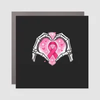 Breast Cancer Skeleton Hand Heart Sign Ribbon Awar