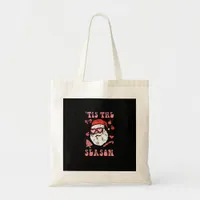 Groovy Christmas Santa Tis The Season Tote Bag