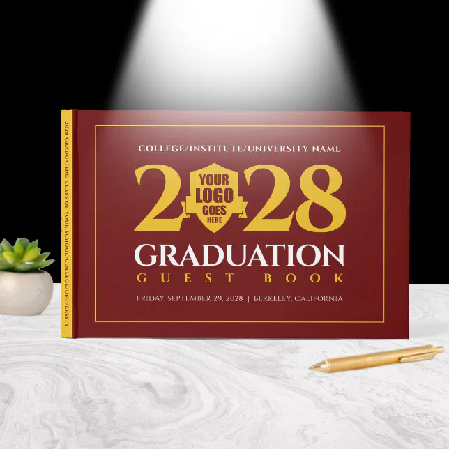 Red Gold School College University Graduation Guest Book