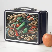 Bold Bear Rides a Motorcycle With Style Metal Lunch Box