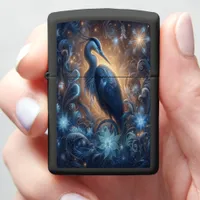 Glowing Blue Heron in Mystical Forest full Zippo Lighter